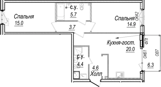 Купить трехкомнатную квартиру на улице набережная реки Карповки в Санкт-Петербурге. Вариант № 68122, 0, площадь -  квм, цена 36885312 рублей
