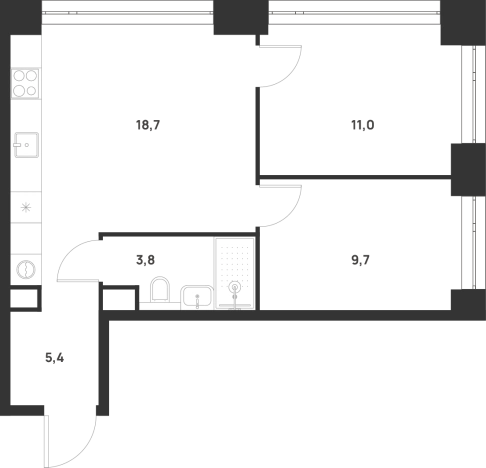 Купить двухкомнатную квартиру у метро Новохохловская в Москве. Вариант № 156521, 0, площадь -  квм, цена 21761340 рублей