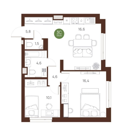 Купить трехкомнатную квартиру в Новосибирске. Вариант № 9935278, 0, площадь -  квм, цена 9126000 рублей