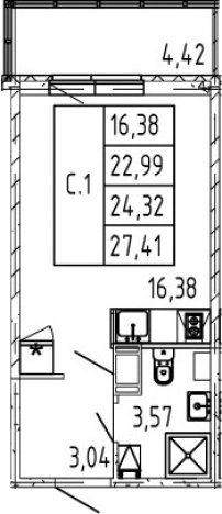 Купить Студию в Мурине. Вариант № 6819169, 0, площадь -  квм, цена 5412888 рублей