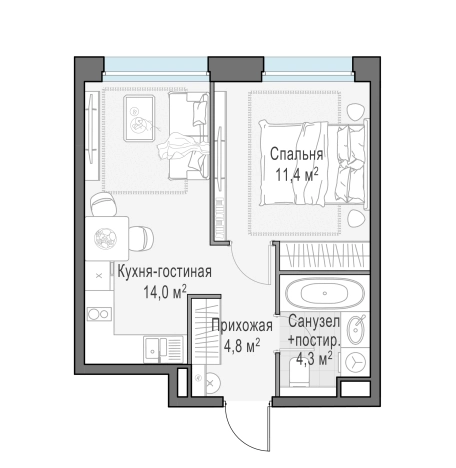 Купить квартиру в ЖК Белый Grad в Мытищах. Вариант № 166481, 0, площадь -  квм, цена 7180000 рублей