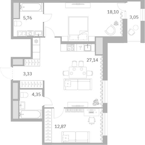 Купить трехкомнатную квартиру в районе Московский в Санкт-Петербурге. Вариант № 6057526, 0, площадь -  квм, цена 32779600 рублей