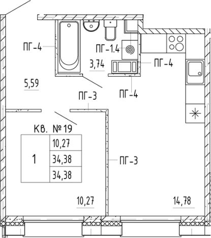 Купить однокомнатную квартиру в новостройках в ЖК PlUS Пулковский в Санкт-Петербурге. Вариант № 5585727, 0, площадь -  квм, цена 7567038 рублей