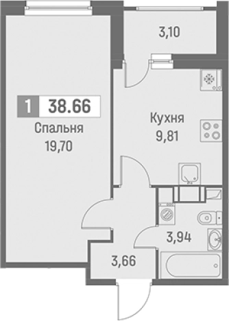 Купить однокомнатную квартиру на улице Цветной проезд в Ленинградской области. Вариант № 9099772, 0, площадь -  квм, цена 7977786 рублей