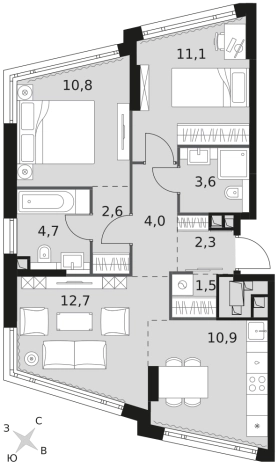 Купить квартиру на улице Варшавское шоссе в Москве. Вариант № 9584186, 0, площадь -  квм, цена 40860925 рублей