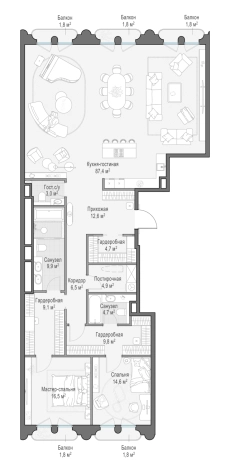 Купить квартиру в районе Хамовники в Москве. Вариант № 169966, 0, площадь -  квм, цена 560830000 рублей