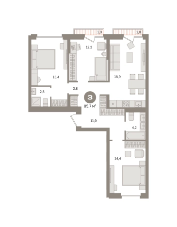 Купить трехкомнатную квартиру у метро Домодедовская в Видном. Вариант № 8615435, 0, площадь -  квм, цена 16110000 рублей