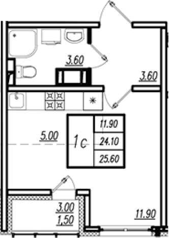 Купить Студию на улице Чарушинская в Санкт-Петербурге. Вариант № 8092576, 0, площадь -  квм, цена 5019420 рублей