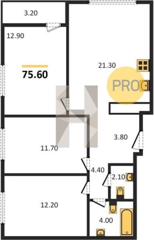 . Вариант № 62489, 0, площадь - 75.6 квм, цена 5618392 рублей