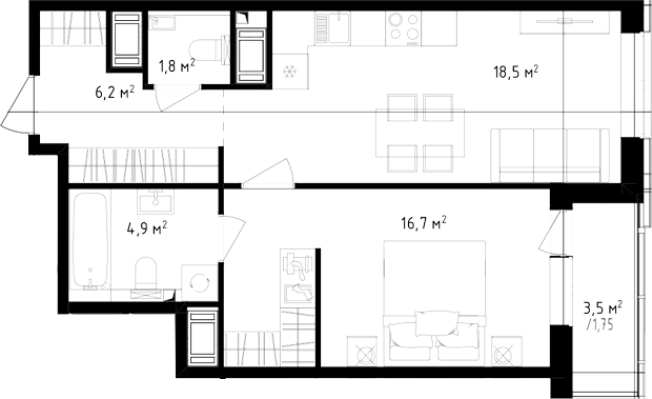 Купить двухкомнатную квартиру в новостройках в ЖК OKLA в Санкт-Петербурге. Вариант № 8165280, 0, площадь -  квм, цена 13377480 рублей