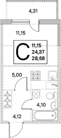 Купить Студию в ЖК Ясно.Янино в Ленинградской области. Вариант № 8488112, 0, площадь -  квм, цена 4654670 рублей