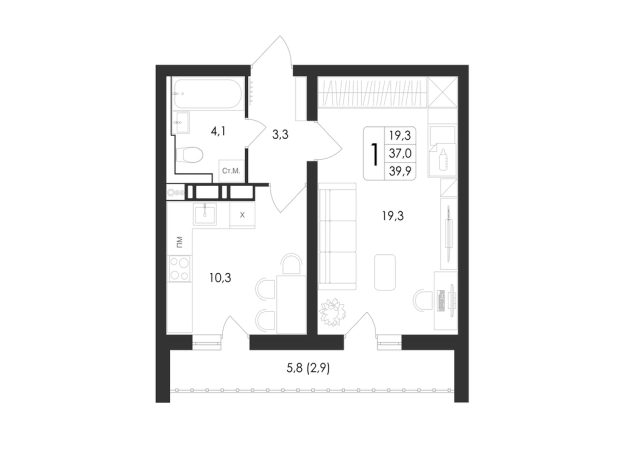 Купить однокомнатную квартиру в ЖК Май в Воронеже. Вариант № 2657780, 0, площадь -  квм, цена 6721035 рублей