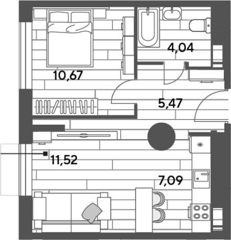 . Вариант № 117886, 0, площадь - 38.79 квм, цена 5351158 рублей