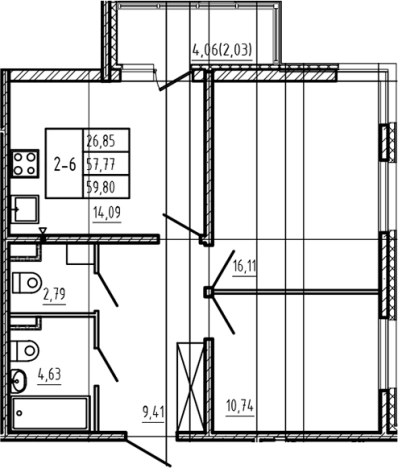 Купить двухкомнатную квартиру на улице Заречная в Сертолове. Вариант № 6963884, 0, площадь -  квм, цена 10644400 рублей