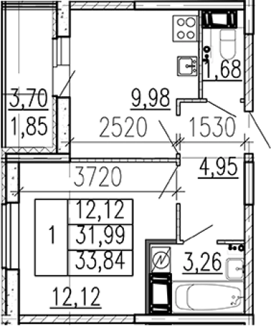 Купить однокомнатную квартиру в ЖК Высота в Ленинградской области. Вариант № 9095618, 0, площадь -  квм, цена 4850280 рублей
