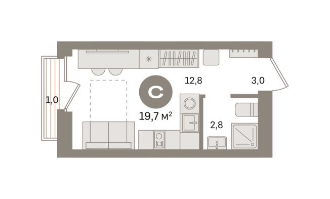 . Вариант № 8538546, 0, площадь - 19.67 квм, цена 5030000 рублей