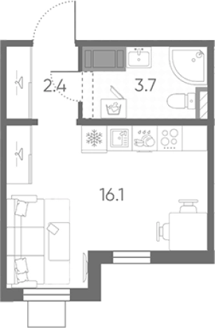 Купить Студию в новостройках в районе Красногвардейский в Санкт-Петербурге. Вариант № 8092855, 0, площадь -  квм, цена 3942098 рублей