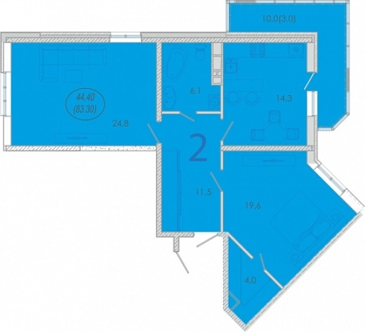 Купить двухкомнатную квартиру в Новороссийске. Вариант № 741207, 1, площадь -  квм, цена 28000000 рублей