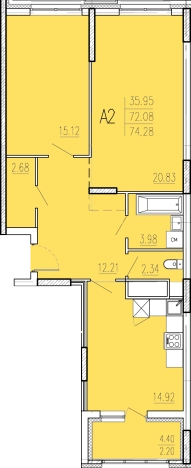 Купить двухкомнатную квартиру на вторичке в ЖК Жилой комплекс "Акварель" в Пензе. Вариант № 67525, 0, площадь -  квм, цена 5868120 рублей