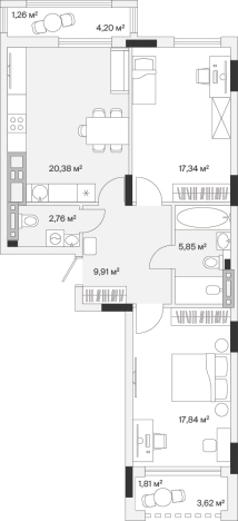Купить квартиру в новостройках на улице Весенняя в Калининграде. Вариант № 100807, 0, площадь -  квм, цена 12318665 рублей