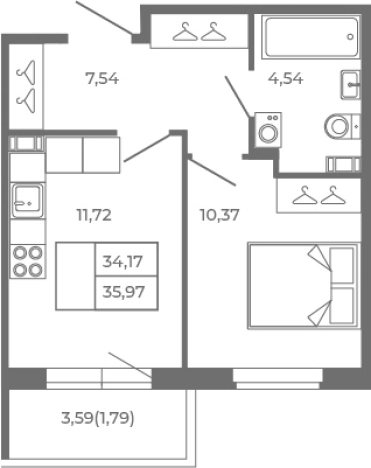 Купить однокомнатную квартиру на вторичке у метро Парнас в Сертолове. Вариант № 6963228, 0, площадь -  квм, цена 7625640 рублей