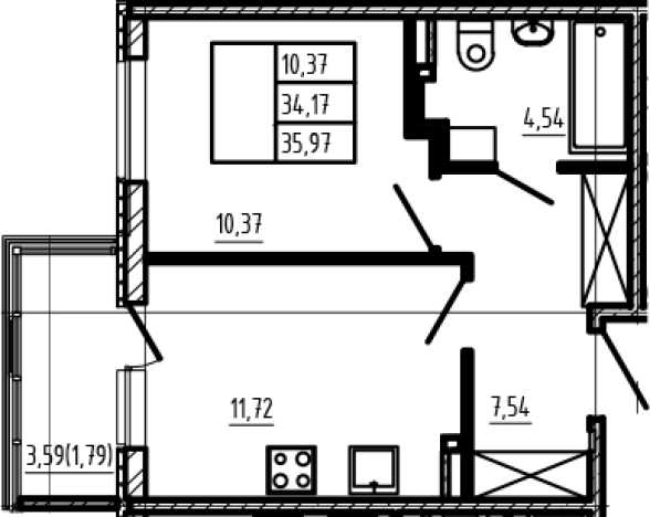Купить однокомнатную квартиру в новостройках в Сертолове. Вариант № 6963423, 0, площадь - квм, цена 7625640 рублей