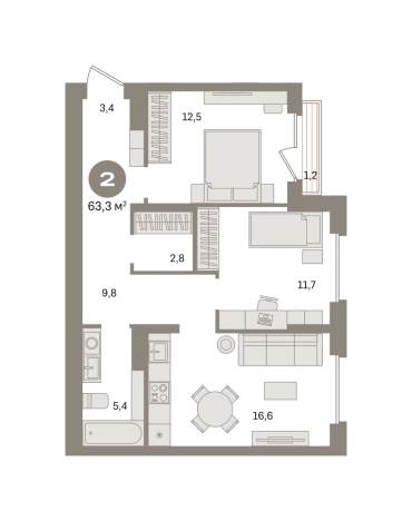 . Вариант № 8538630, 0, площадь - 63.27 квм, цена 11360000 рублей