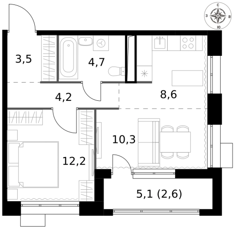 Купить двухкомнатную квартиру в новостройках у метро Саларьево в Москве. Вариант № 9693095, 0, площадь - квм, цена 19062350 рублей