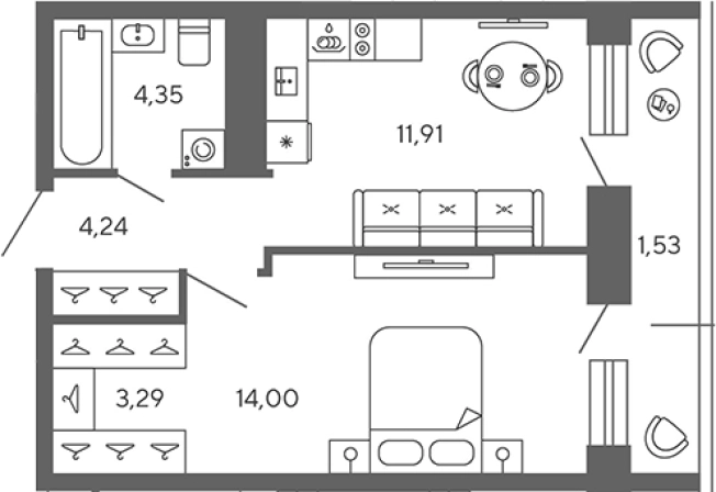 . Вариант № 7827895, 0, площадь - 37.79 квм, цена 6251880 рублей