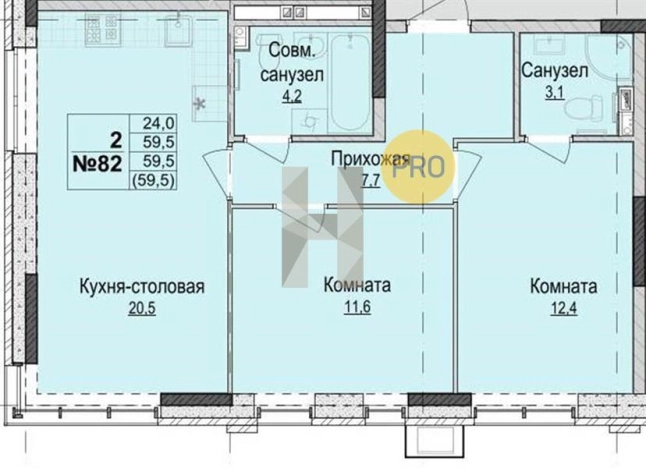 Купить двухкомнатную квартиру в Микрорайоне 2-й, жилой район Культбаза в Ижевске. Вариант № 66243, 0, площадь -  квм, цена 4368000 рублей