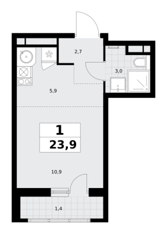 Купить квартиру у метро Аэропорт Внуково в Москве. Вариант № 252749, 0, площадь -  квм, цена 9749527 рублей