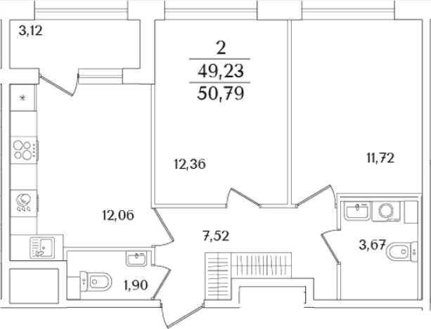 Купить двухкомнатную квартиру у метро Выборгская в Санкт-Петербурге. Вариант № 6233681, 0, площадь -  квм, цена 16783390 рублей