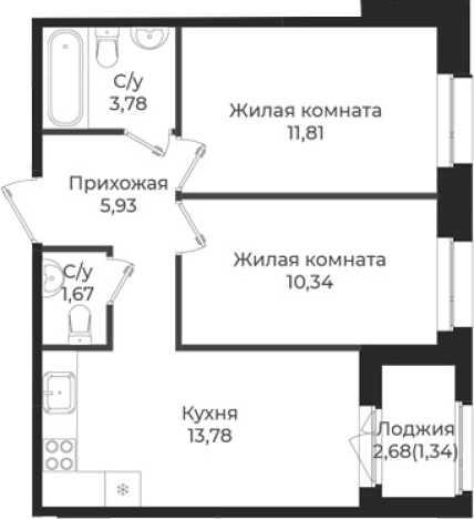 Купить квартиру в ЖК Новатория в Ленинградской области. Вариант № 6910272, 0, площадь -  квм, цена 7180740 рублей