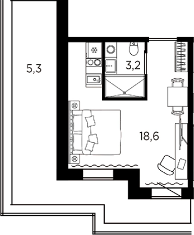 . Вариант № 6228501, 0, площадь - 21.8 квм, цена 8713225 рублей