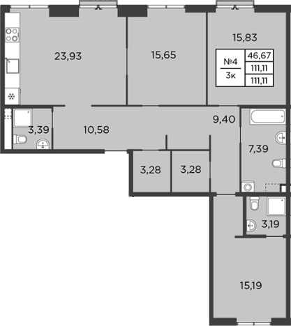 Купить многокомнатную квартиру в ЖК BAKUNINA 33 в Санкт-Петербурге. Вариант № 4161911, 0, площадь -  квм, цена 55550000 рублей