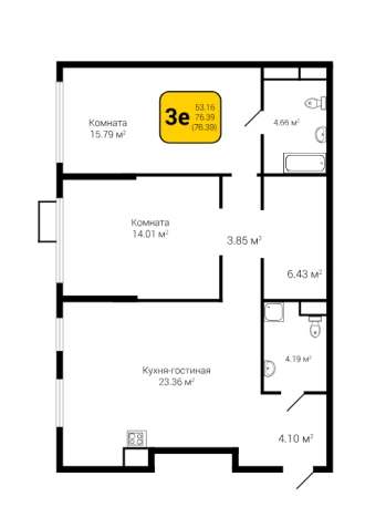 Купить трехкомнатную квартиру в ЖК Z-town в Воронеже. Вариант № 133304, 0, площадь -  квм, цена 12234059 рублей