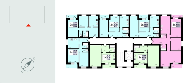 . Вариант № 3305274, 5, площадь - 51.08 квм, цена 4852600 рублей