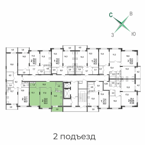 Купить двухкомнатную квартиру в ЖК "Чайковский" в Коврове. Вариант № 146457, 2, площадь -  квм, цена 6021400 рублей
