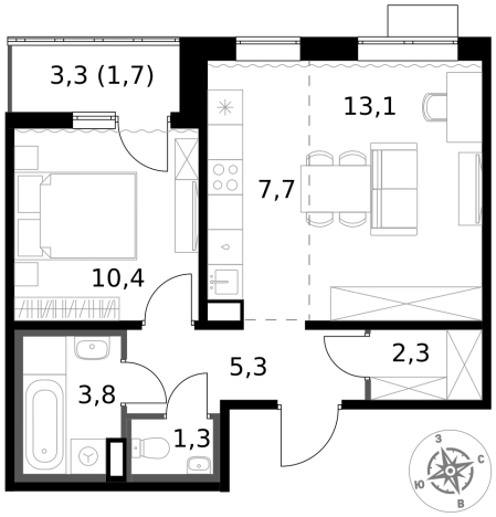 Купить квартиру в ЖК 1-й Южный в Видном. Вариант № 9806752, 0, площадь - квм, цена 14879280 рублей