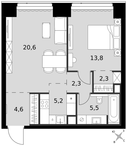 Купить двухкомнатную квартиру в районе Хорошёвский в Москве. Вариант № 9466484, 0, площадь -  квм, цена 41273430 рублей