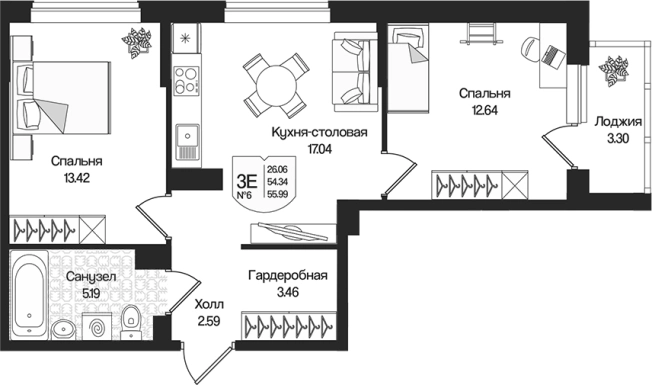Купить трехкомнатную квартиру у метро Парнас в Ленинградской области. Вариант № 7261486, 0, площадь -  квм, цена 12354033 рублей