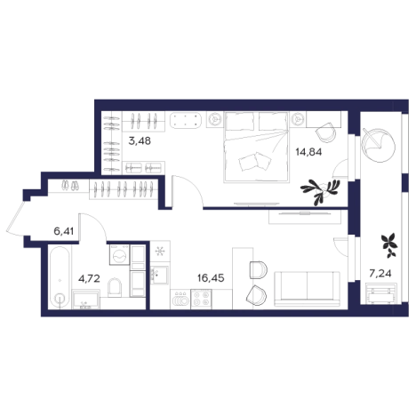 Купить однокомнатную квартиру в новостройках на улице Студёный Кордон в Пензе. Вариант № 159489, 0, площадь -  квм, цена 5012588 рублей