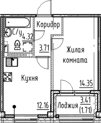 Купить однокомнатную квартиру в ЖК Кронфорт в Санкт-Петербурге. Вариант № 6830460, 0, площадь -  квм, цена 9908800 рублей