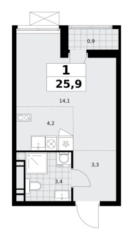 Купить однокомнатную квартиру в ЖК Южные сады в Москве. Вариант № 116666, 0, площадь -  квм, цена 14175070 рублей
