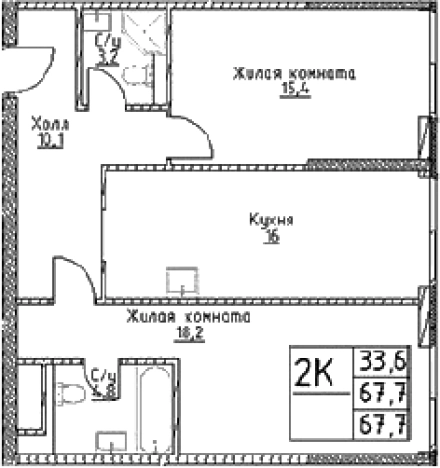 . Вариант № 10306383, 0, площадь - 67.7 квм, цена 29009450 рублей