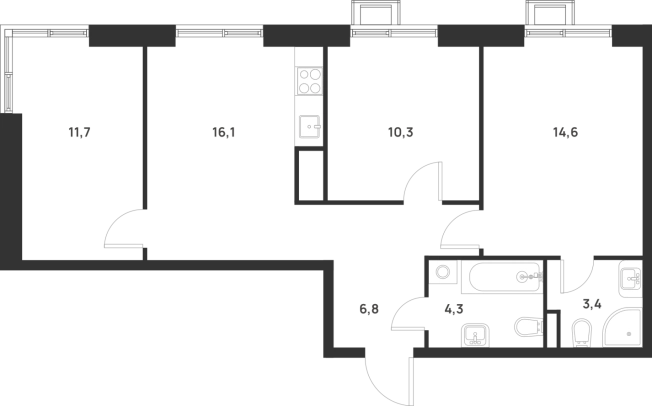 Купить трехкомнатную квартиру у метро Корниловская в Москве. Вариант № 10414772, 0, площадь -  квм, цена 18413445 рублей