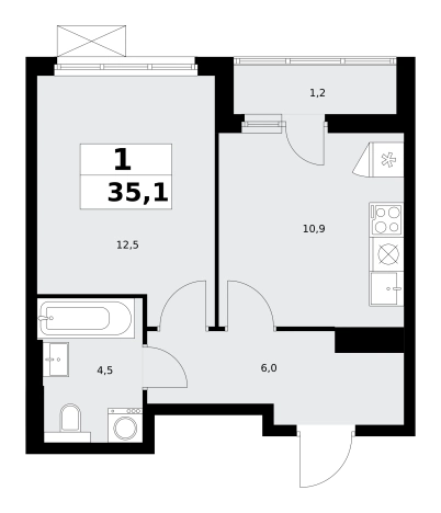 Купить однокомнатную квартиру у метро Потапово в Москве. Вариант № 99556, 0, площадь -  квм, цена 12474189 рублей