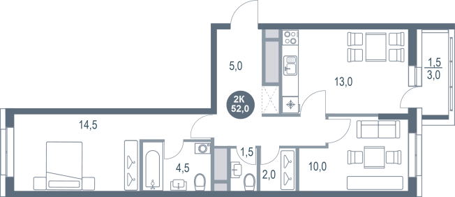 Купить двухкомнатную квартиру в новостройках у метро Котельники в Котельниках. Вариант № 8892099, 0, площадь -  квм, цена 8690868 рублей