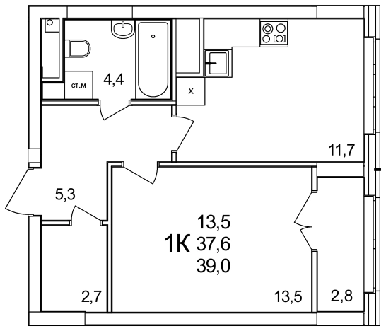 Купить однокомнатную квартиру в ЖК Анкудиновский Парк в Нижегородской области. Вариант № 114229, 0, площадь -  квм, цена 5811000 рублей