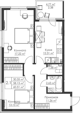 Купить двухкомнатную квартиру в ЖК Малая Финляндия в Ленинградской области. Вариант № 6868669, 0, площадь -  квм, цена 12102000 рублей